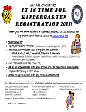 West Ada School District Kindergarten Registration Form