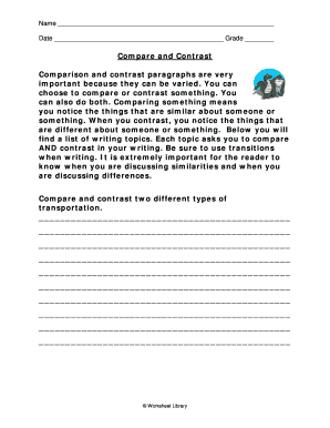 Compare and Contrast Worksheet