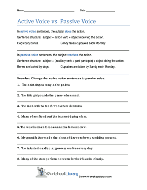 Active And Passive Voice Worksheet Fill Online Printable Fillable Blank Pdffiller
