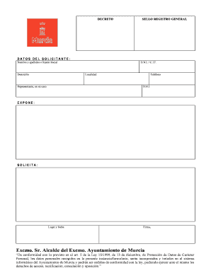Formulario de solicitud de sello del Registro General