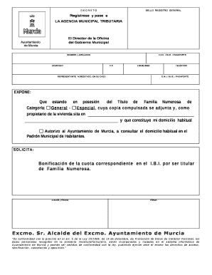 Solicitud de bonificación por familia numerosa