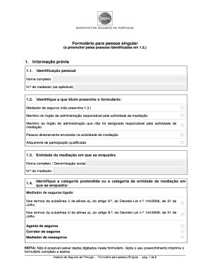 Formulário para pessoa singular