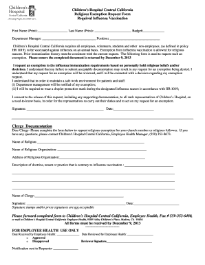 Religious Exemption Request Form