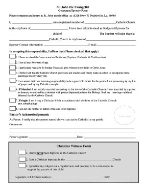 Godparent Sponsor Form