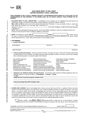 Arizona Exclusive Right to Sell/Rent Listing Contract