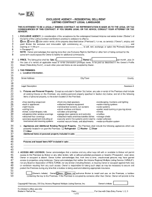 Arizona Residential Sell/Rent Listing Contract