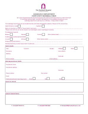 Audiology Outpatient Referral Form