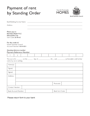 Standing Order for Rent Payment