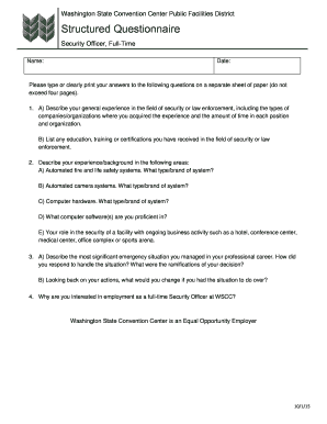 Washington State Convention Center Public Facilities District Security Officer, FullTime Position Description Summary Department: Security Supervisor: Security Manager Hourly Wage: $20