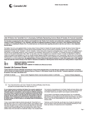 Canada Life Financial Corporation Shareholder Election Form