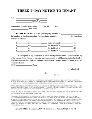 Three Day Notice to Tenant