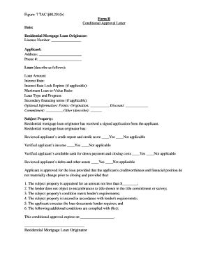Texas Conditional Approval Letter for Residential Mortgage