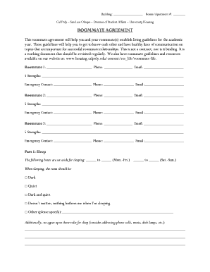 Cal Poly Roommate Agreement
