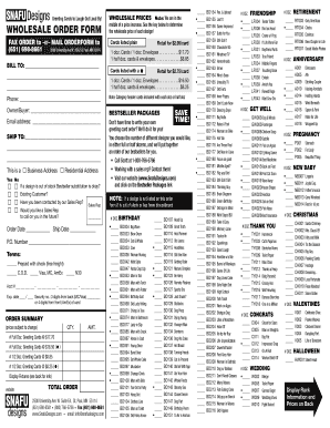 Greeting Cards Wholesale Order Form
