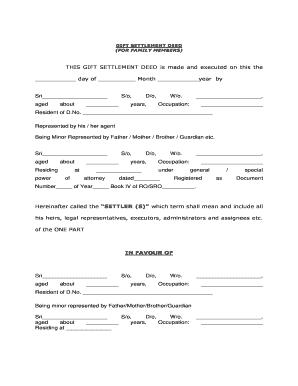 Gift Settlement Deed for Family Members