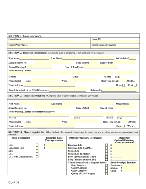 Evidence of Insurability Form