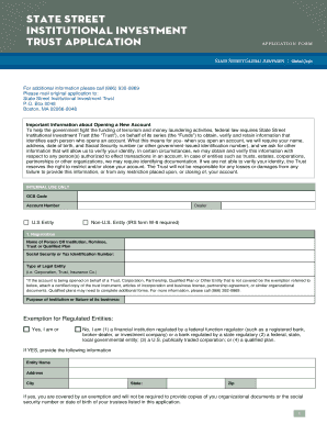 State Street Institutional Investment Trust Account Application