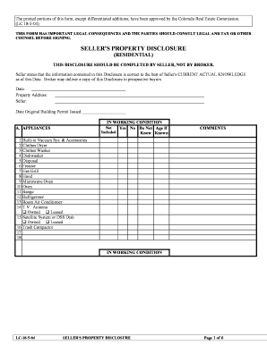 Colorado Seller's Property Disclosure Form