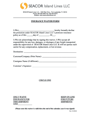 Insurance Waiver Form