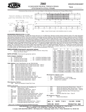 Z882 Trench Drain Specification Sheet