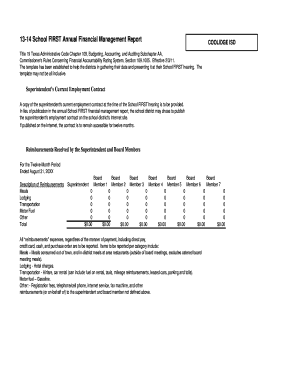 Texas School FIRST Annual Financial Management Report