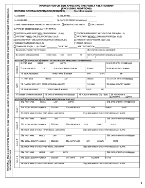 Texas Family Law Suit Information Form