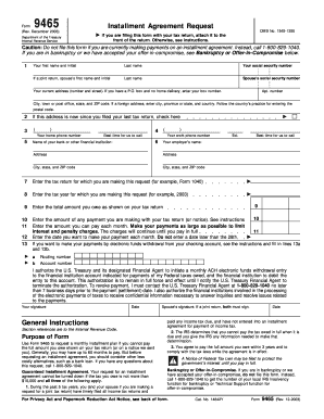 IRS Form 9465 Installment Agreement Request