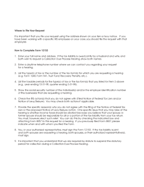 IRS Form 12153 Request for Collection Due Process Hearing