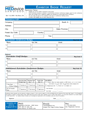 Exhibitor Badge Request Form