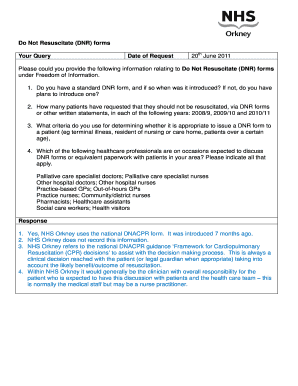 Do Not Resuscitate DNR forms Your Query Date of Request 20 - ohb scot nhs