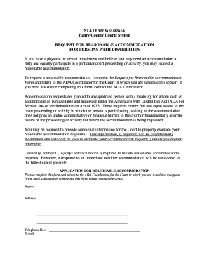 Georgia Disability Accommodation Request Form