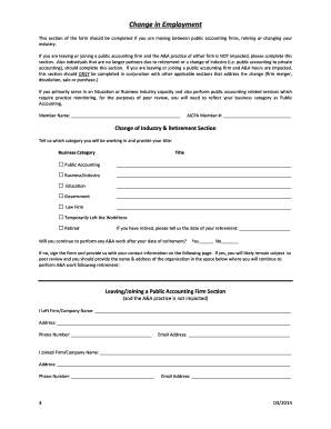 AICPA Peer Review Program Change Form