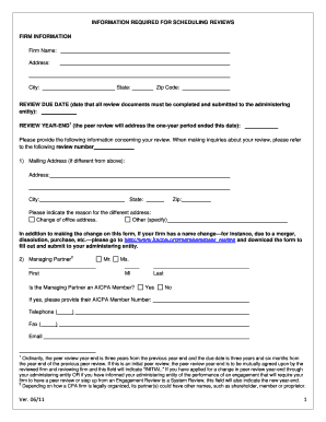 Peer Review Scheduling Form