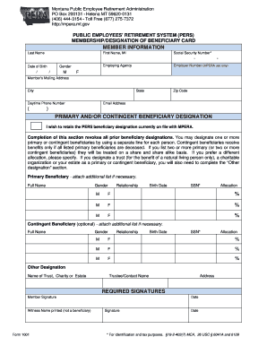 Montana PERS Membership Beneficiary Designation