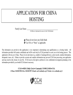 China Hosting Family Application Form