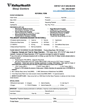 Sleep Study Referral Form