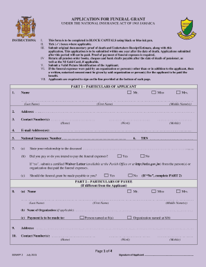 Application for Funeral Grant