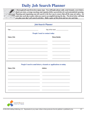 Daily Job Search Planner