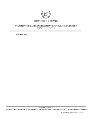California At-Will Employment Acknowledgment