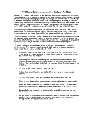 TCU Informed Consent and Assumption of Risk Form