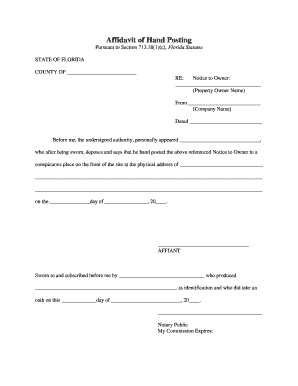 Affidavit of Hand Posting