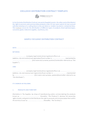 Exclusive Distribution Contract Template