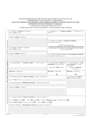Health Certificate for Fish and Fishery Products from Aquaculture
