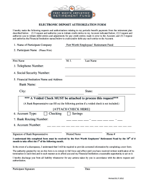Electronic Deposit Authorization Form