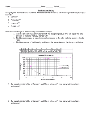 Radioactive Dating Worksheet