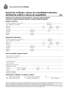 Solicitud de certificado o informe de compatibilidad urbanística