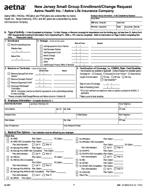 New Jersey Small Group Enrollment/Change Request