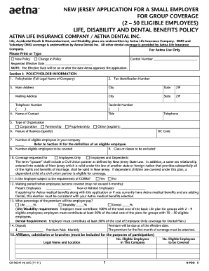 New Jersey Small Employer Group Benefits Application
