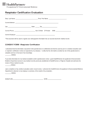 Respirator Certification Questionnaire