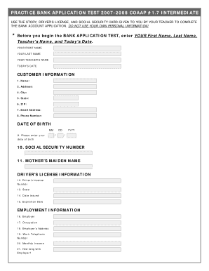 Bank Account Application Form